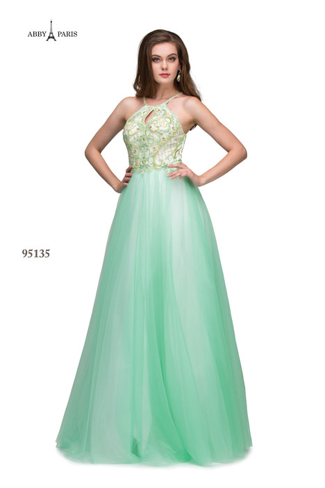 prom dresses helena mt Lace-Up Long Glitter Prom Dress with Floral Bodice Starry Blue / Small
